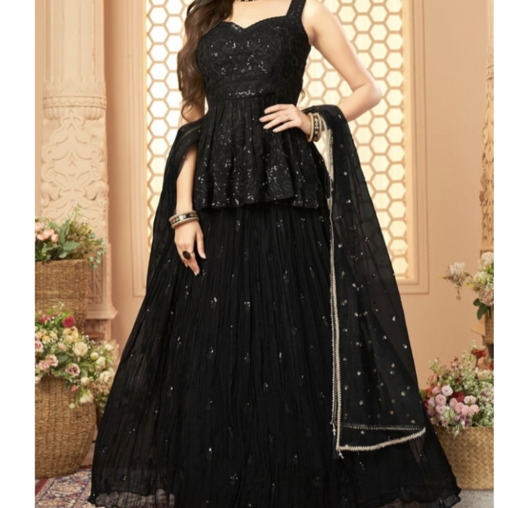 Beautiful black indian lehenga choli - like new!
